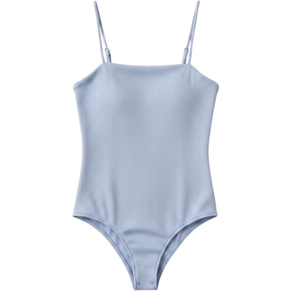 Show Me Your Mumu Amabelle Bodysuit Blue Textured Square Neck MS2-1460 PW32